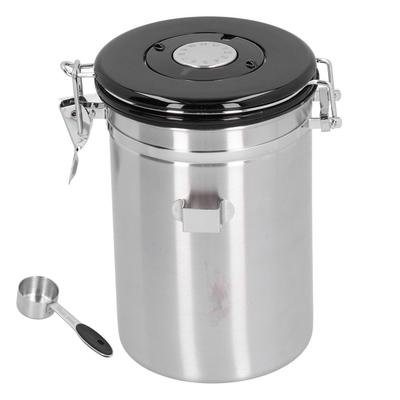 Coffee Beans Canister with Exhaust Valve Stainless Steel Storage Sealing Container with SpoonSilver