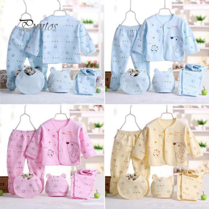 5 Pcs Newborn Baby Clothes Set Coat Top Pants Outfit