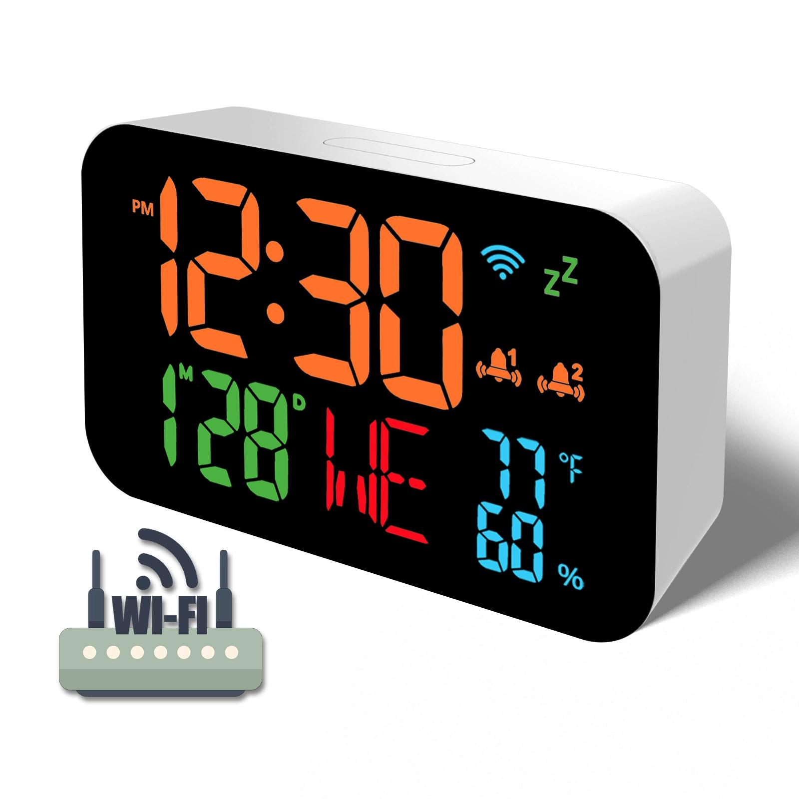 

Multifunction LED Desk Alarm Clock Display Temperature Temperature Humidity Clock Automatic Calibration WIFI Digital Clock