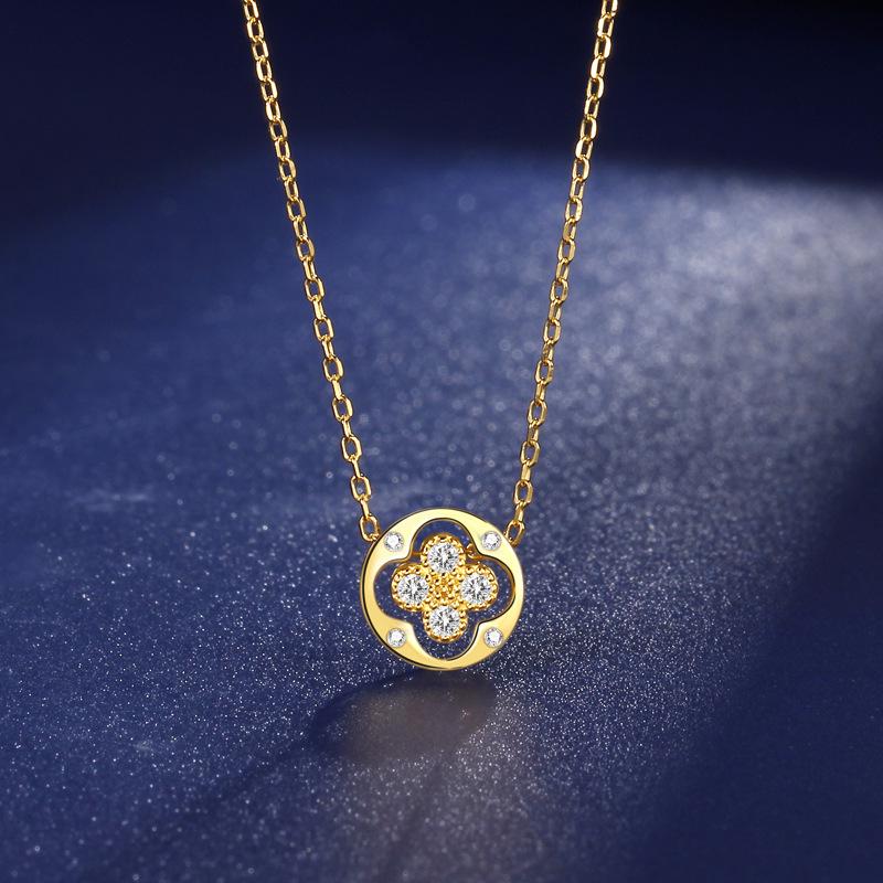 925 Sterling Silver Four-Leaf Clover Necklace: Lively Forest Style, Light Luxury, Versatile Jewelry for Women