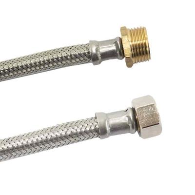 Water Connection Hose - KLASEBO - 50 Cm - 1/2 Inch - Sheathed Stainless Steel - Brass Fittings