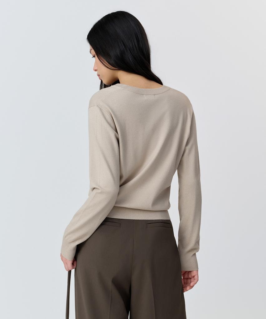MUSINSA STANDARD WOMAN Women'S Essential V-Neck Knit [Grayish Beige]