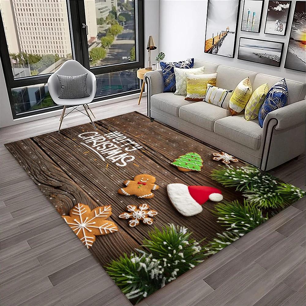 Alfombra con diseño de Papá Noel y árbol de Navidad para niños, regalo para el hogar, sala de estar, dormitorio, sofá, decoración, alfombrilla antideslizante