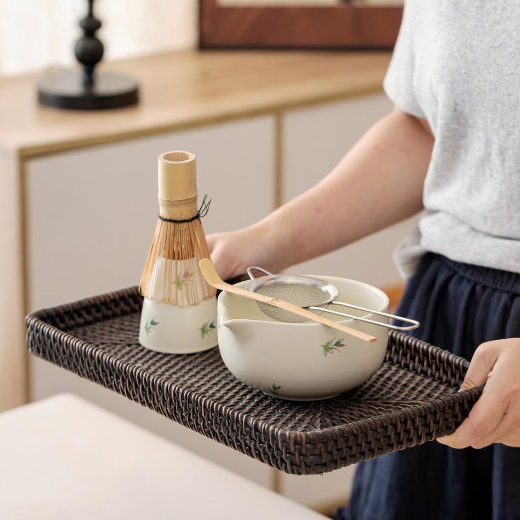 Japanese Forget-Me-Not Ceramic Matcha Bowl Set with Whisk & Spoon - Inspired by Song Dynasty