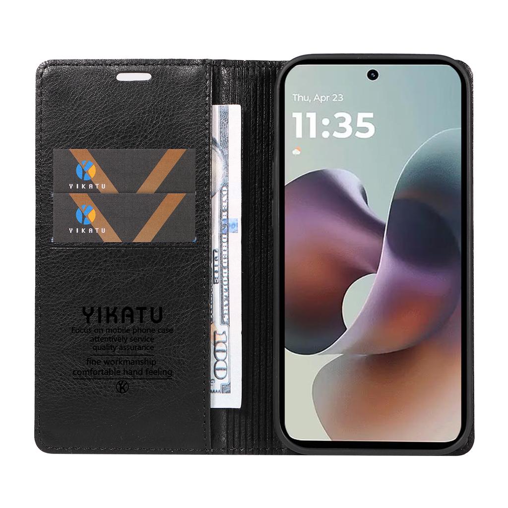 For Motorola Moto G56 5G Wallet Case YIKATU YK-006 Magnetic Closure Leather Phone Cover Litchi Texture