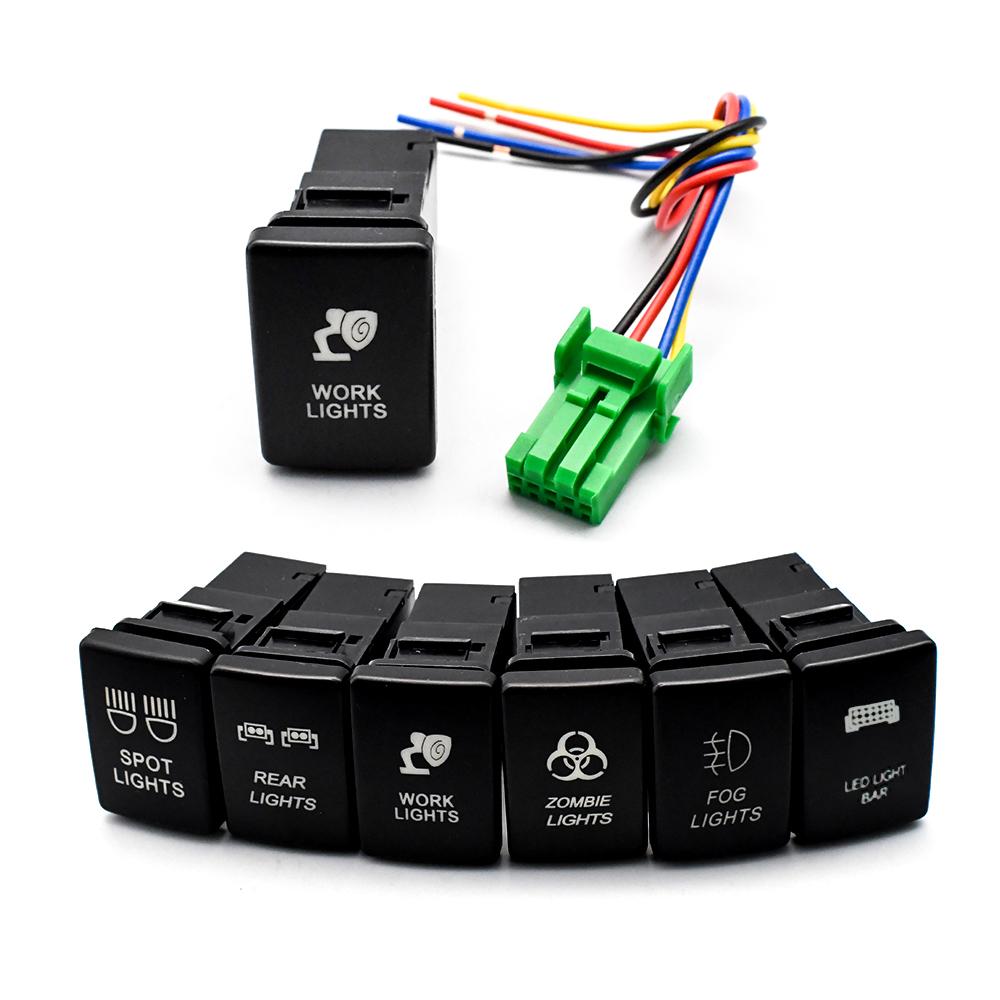 33x22mm For Toyota Landcruiser Yaris RAV4 12V Blue Rear Fog Zombie LED Light Switch On/Off Push Button Signal Lamp Bar Switch Switches4