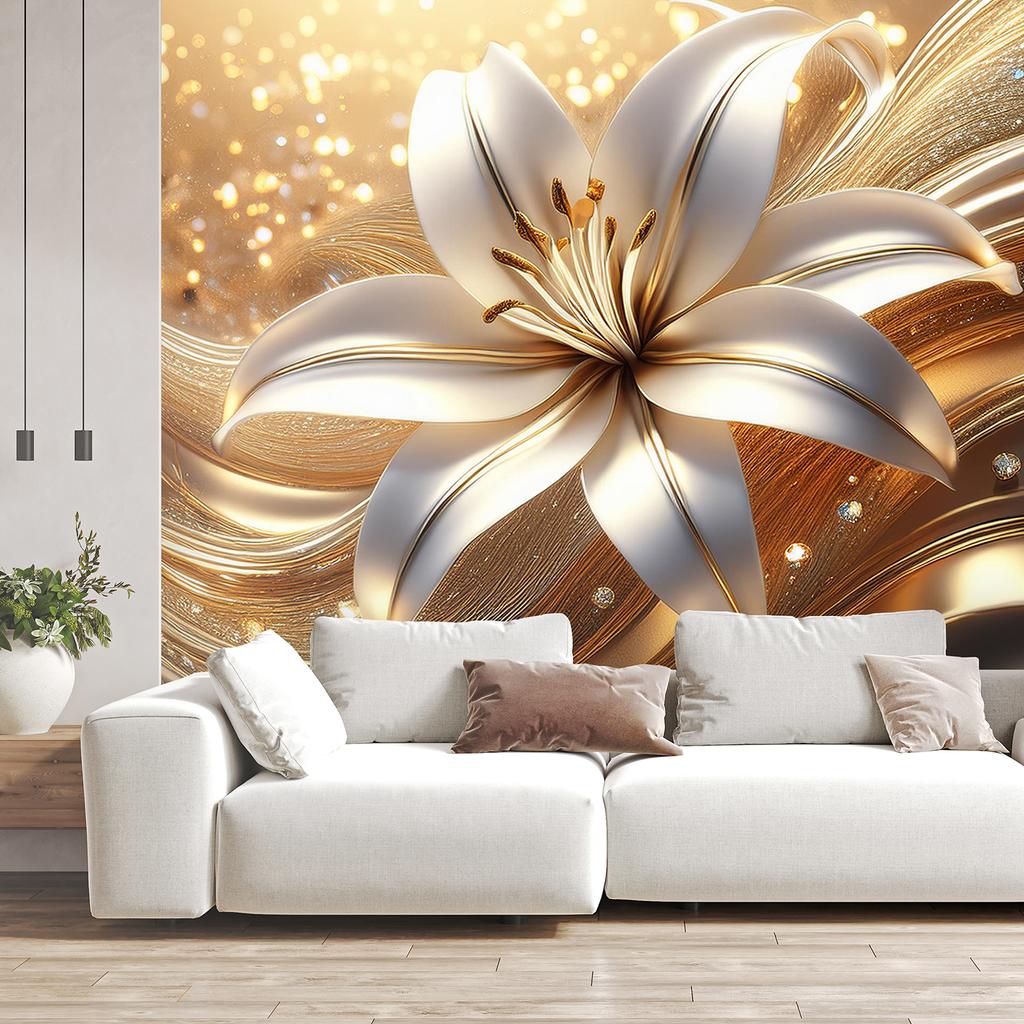 Wallpaper Flower Glamour Gold