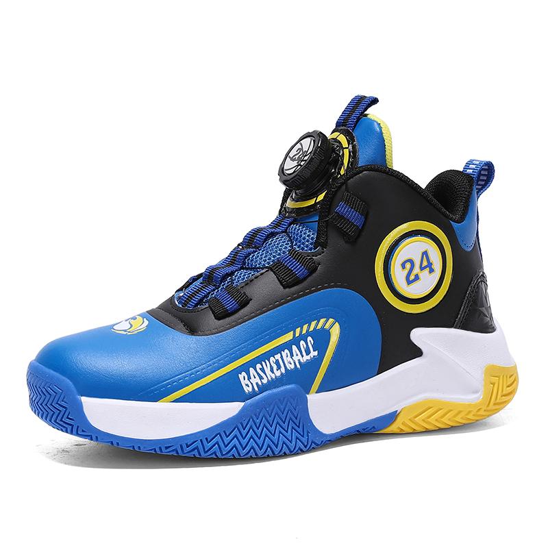 Herbst/Winter Kinderleder Drehverschluss Basketballschuhe für Jugendliche und Kinder Sport Professionelle Basketballschuhe