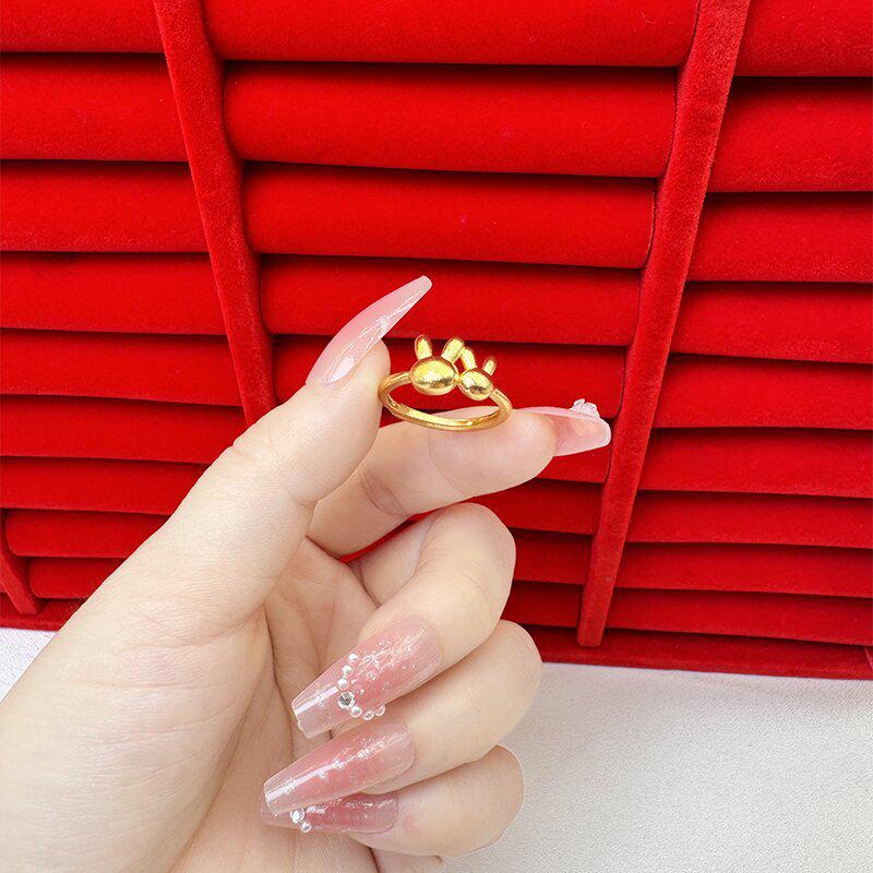 Exquisite Sand Gold Open Ring for Women: High-End Niche Design, Light Luxury Style, Long-Lasting Color, Imitation Gold.