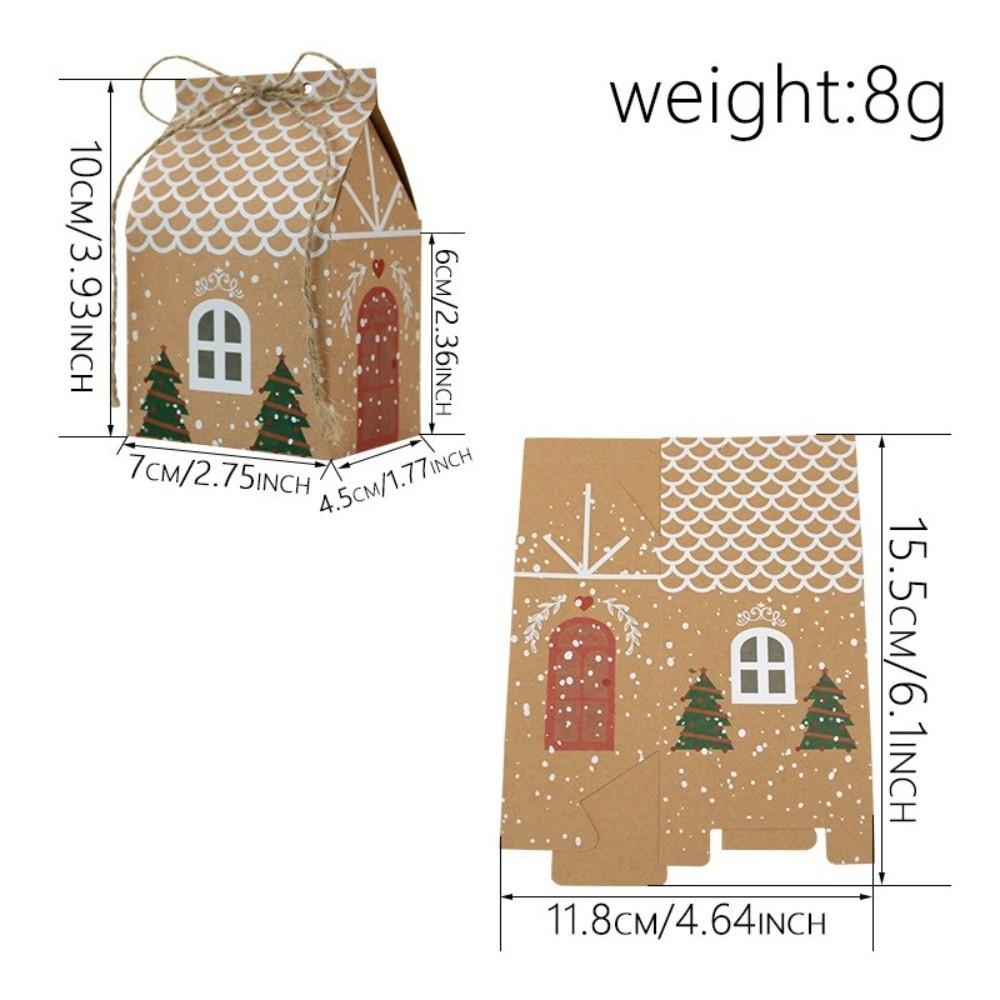 25/50/100pcs New Christmas Candy Packing Box House-shaped Kraft Paper Gift Bags Twine Closure Present Bag for Party Favors