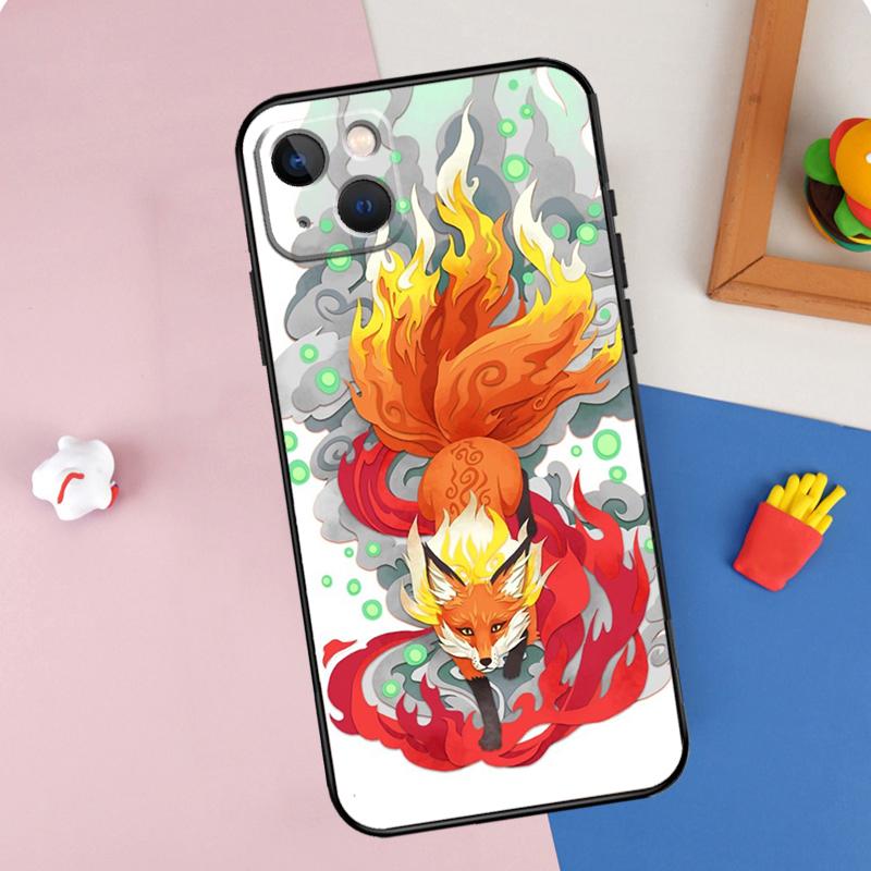 Nine-tailed Fox Case For iPhone 11 12 13 14 15 16 Pro Max Mini XS XR X Plus Soft Protection Cover