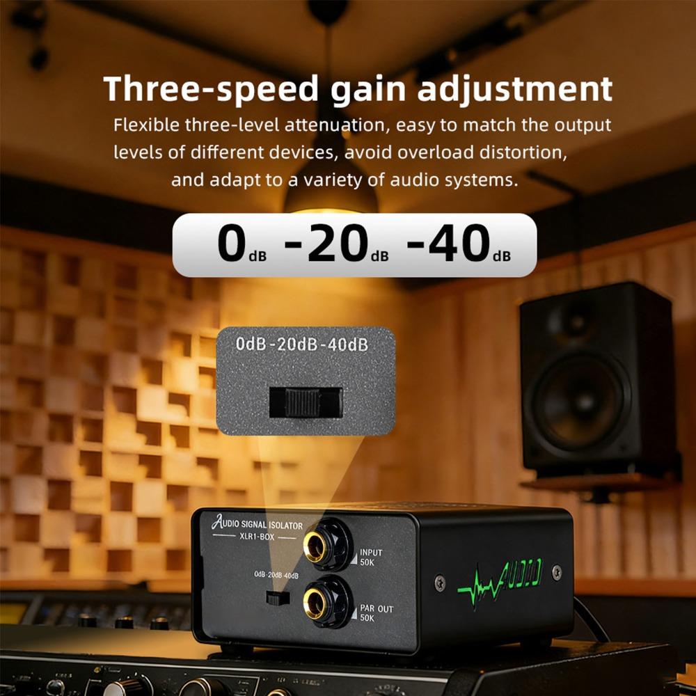 3-stufige Gain-Einstellung Audio-Signal-Isolator Mikrofon-Line-Isolator für Audio-Mischpult