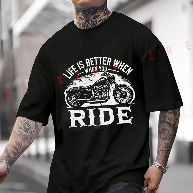 Live Motorcycle Graphic Men's Women Summer 100% Cotton T-shirt Moto Short Sleeved Casual Unisex