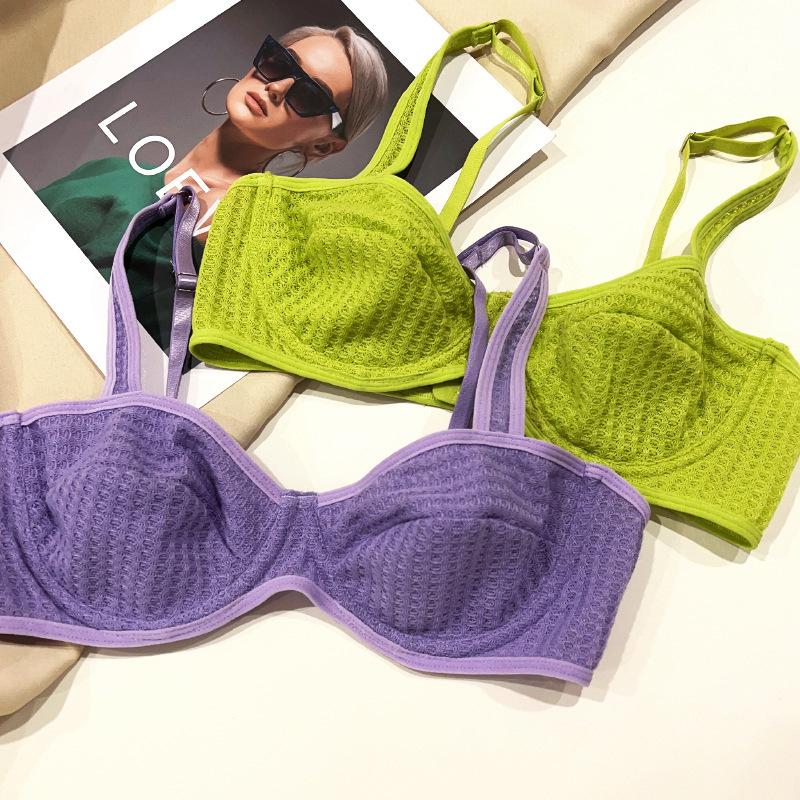 Şeker Renk iç çamaşırı seti Kadınlar için Yaz Ultra Ince Push Up Sütyen Seti Fransız Seksi Bralette Dantel Kumaş Nefes Sütyen Tanga Setleri