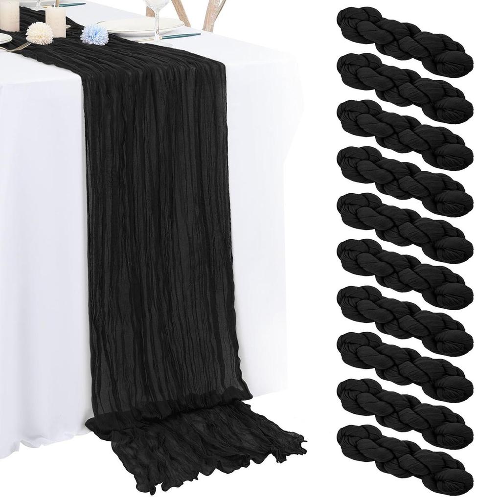 Bali Bohemian Crinkled Gauze Table Runner – Semi-transparent Twist, Festival Wedding Style.