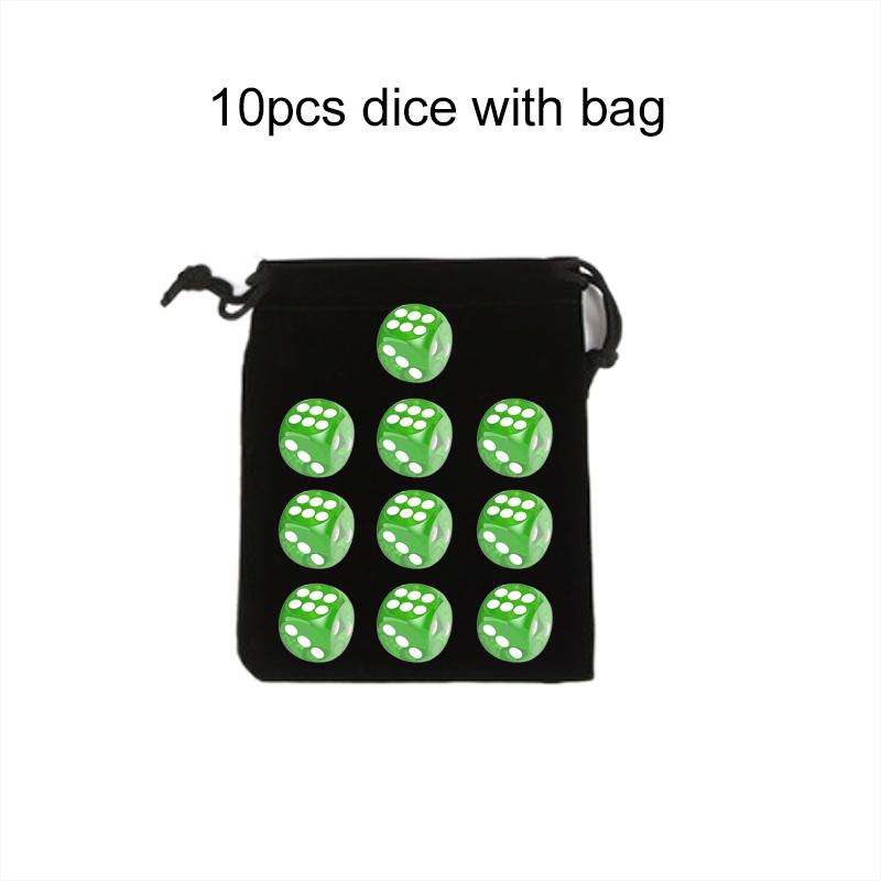 10pcs 14mm Round Corner Game Dice Set with Bag 6-Sided Acrylic Transparent Dices for Tabletop Game Entertainment Party Games TMZ