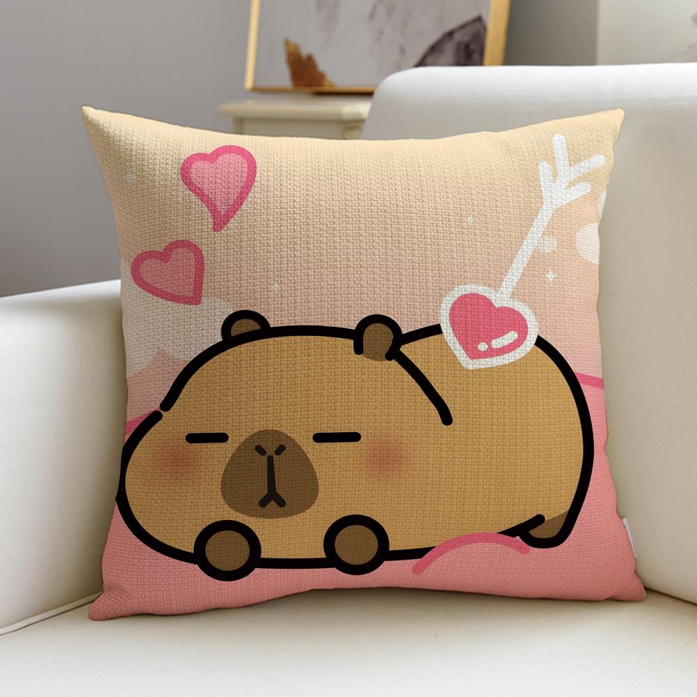 Calm CCapybaraS Cushion Cover Breathable and Skinfriendly Linen Pillowcase Square Removable and Washable Cushion