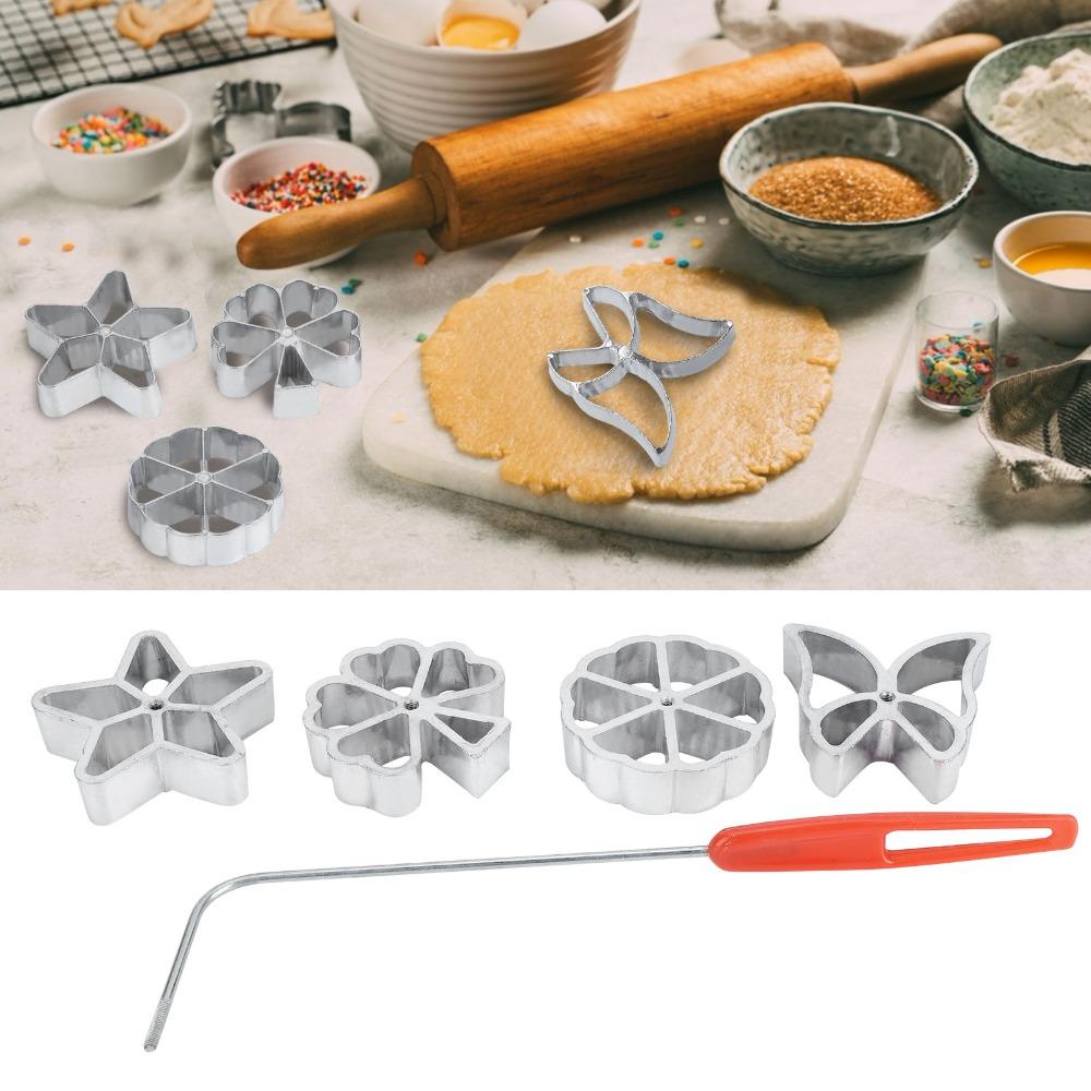 Aluminum Alloy Cake Printing Moulding Food-Grade Handle Biscuit Dessert Maker Star Butterfly Snowflake Leaf Pastry Moulding Set