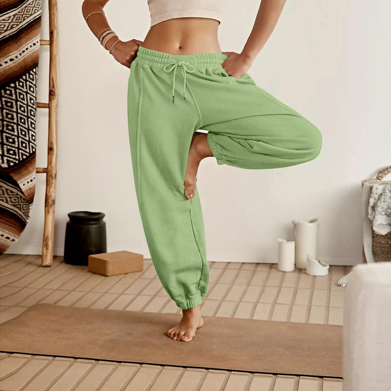 Женские однотонные повседневные брюки с высокой талией — фото 8