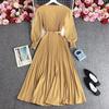 Llegada de Primavera: Elegante Vestido Largo Francés con Cintura Plisada Adelgazante para Mujer