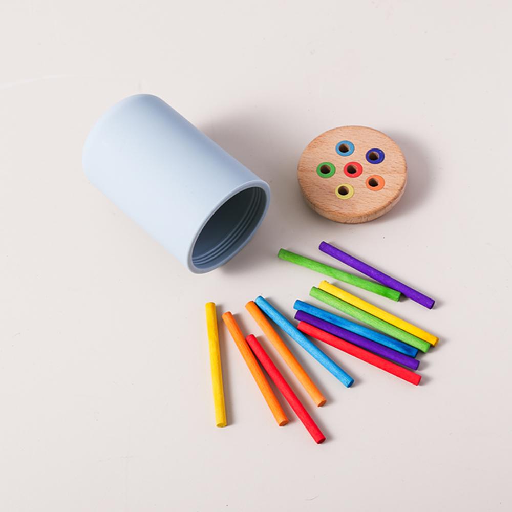 Counting Montessori Toys Wooden Stick Matching Games Color Sorting Cup Preschool Learning Education Toys for Kids Girls Boys
