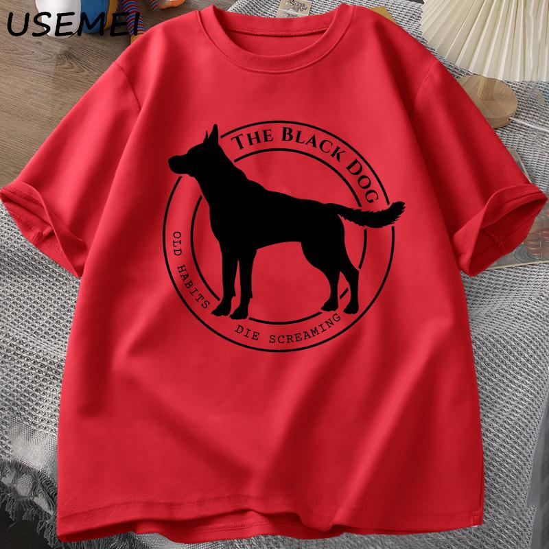 The Black Dog Old Habits Die Screaming T Shirt for Women Men Tortured Poets Department T-shirt Animal Dog Lover Tshirt Cotton