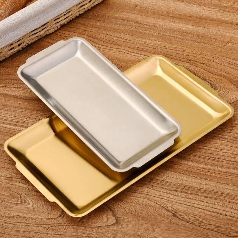 Korean Style 304 Stainless Steel Gold Square Grill & Serving Plate