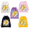 Pokemons Canvas Drawstring Bags Anime Figures Pikachu Eevee Gengar Cartoon Print Handbags Kids Birthday Party Candy Gift Bag