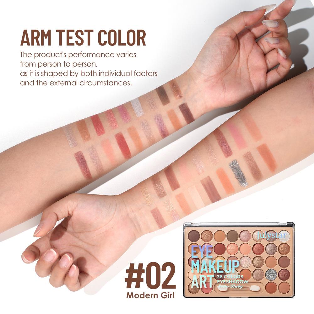 Julystar 36 Colors Eyeshadow Palette Matte Shimmer Glitter Pigmented Eye Makeup Multi-Functional Long-Lasting Waterproof Professional Cosmetics