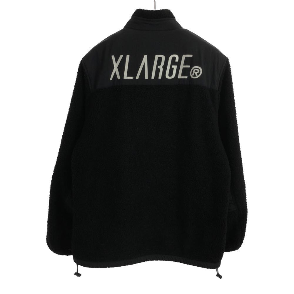 XLARGE Logo print Full Zip Fleece Bore jacket S black Mesh lining Men's Used