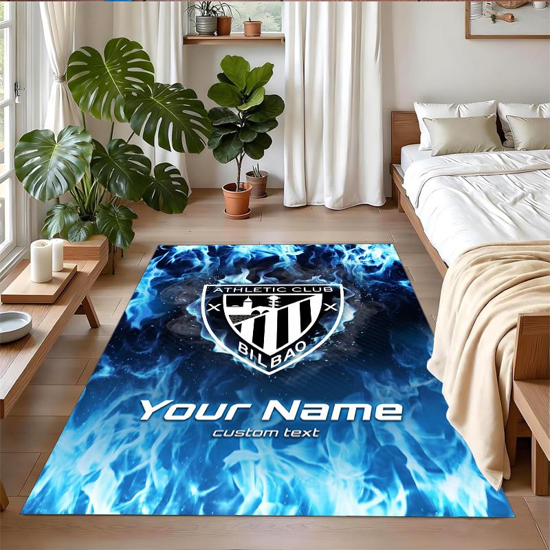 Crystal Velvet Rug Custom Name Text, Soft Non Slip Floor Mat Home DecorAthletic Bilbao FC