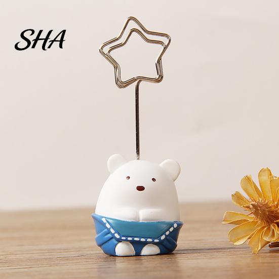 Healing Atmosphere Decor Desktop Memo Clip Stand, Cartoon Animal Message Note Holder, Cute Resin Base Photo Display Clip, Table Number Name Card Place