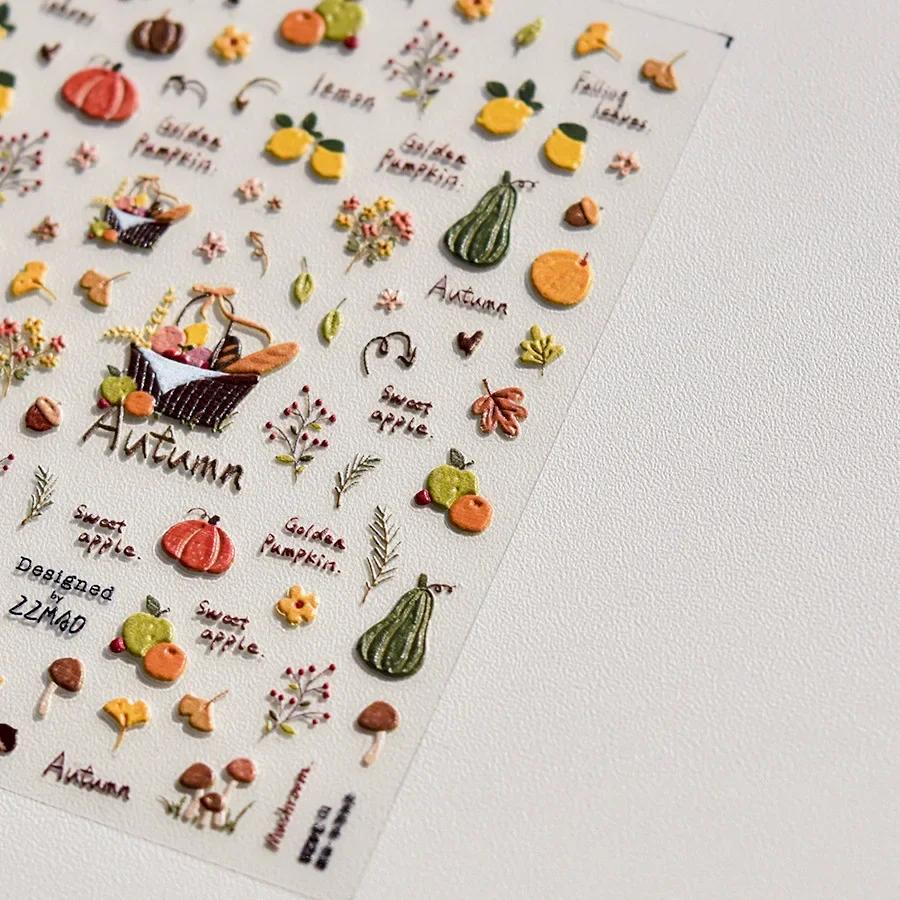 Jelly Cute Pudding Cherry Bowknot Claw Print 5D Nail Art Sticker Tie knot Love Stars Lovely Self Adhesive Manicure Decal