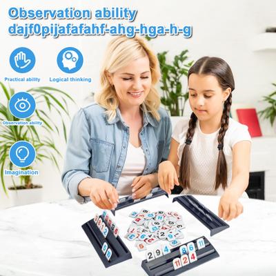 Rummy Cube Game with 4 Racks/Trays Kids Adults Classical Rummy Tiles Game Educational Multiplayer Mahjong Board Point Game