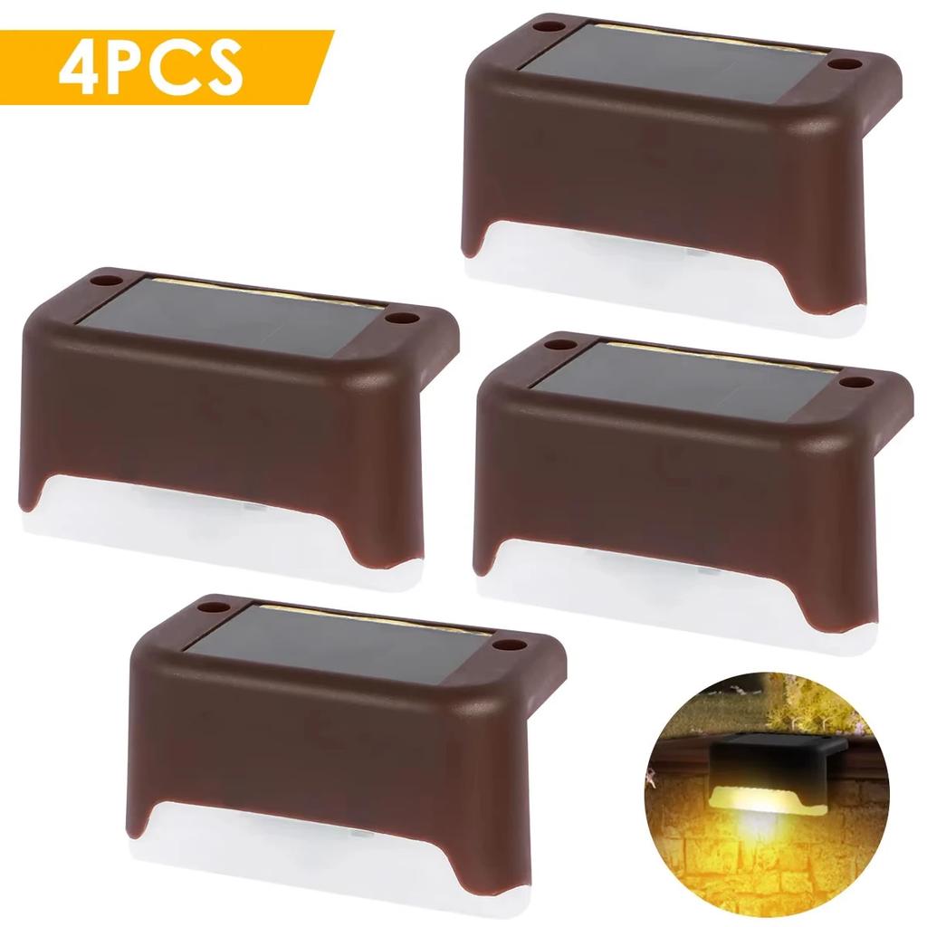 4–16PCS Solar LED Step Lights Waterproof Stair Fence Deck Railing Lamps for Outdoor Patio Yard Pathway Garden Night Decoration