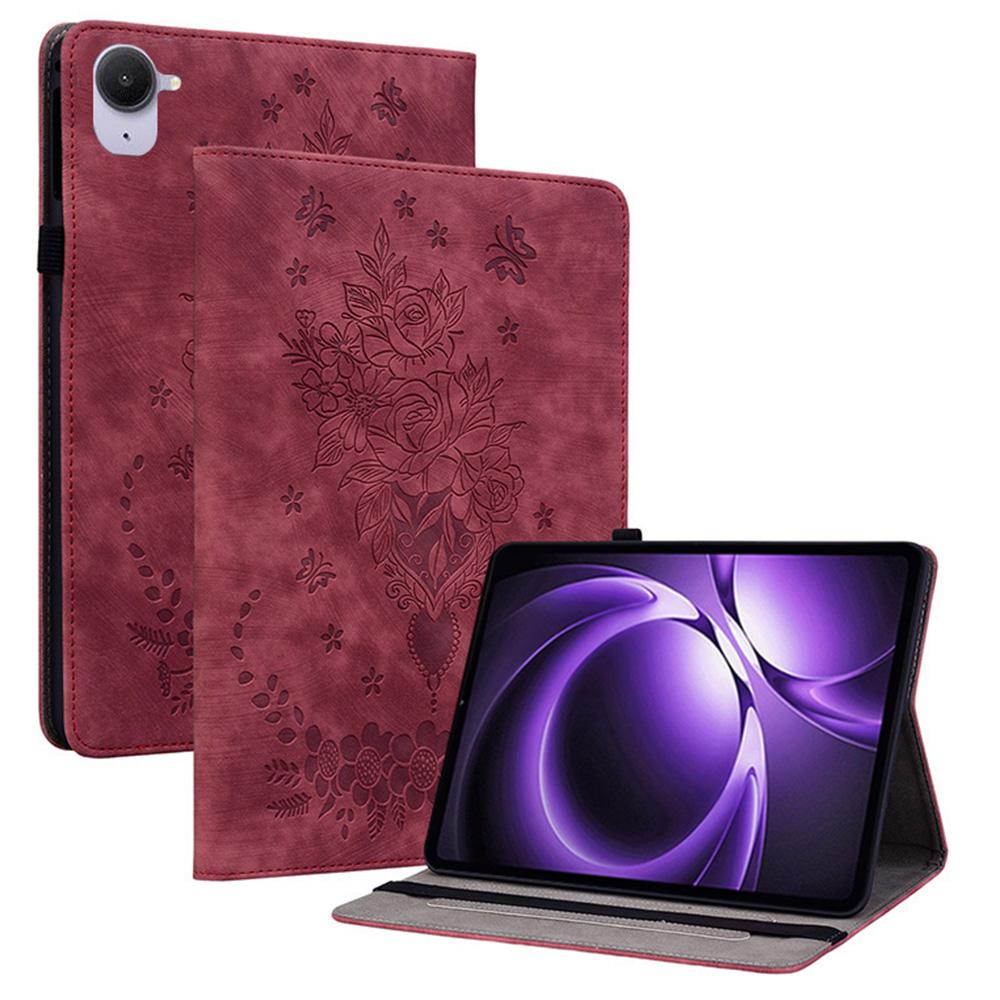 Für Xiaomi Redmi K Pad Hülle Kartenhalter Kratzfest Lederhülle Rosenblumen-Prägung