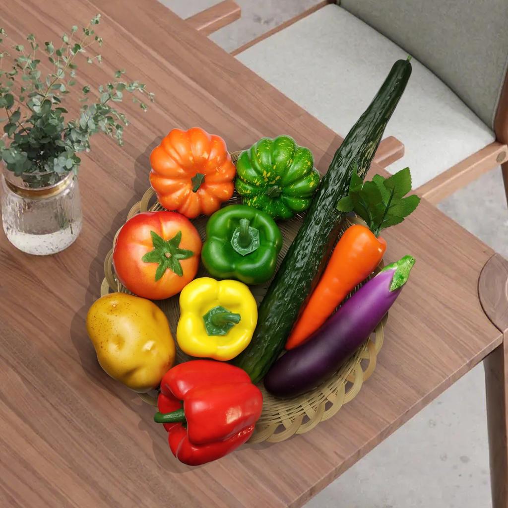 Artificial Vegetables Simulation Vegetable Decoration Kitchen Home Decoration Realistic Fake Vegetable Decoration Set Photo Props 10pcs/set