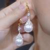 Luxury High-end Purple French Pearl Ear Buckles, Niche Design Earrings, Fashionable Temperament Earrings.