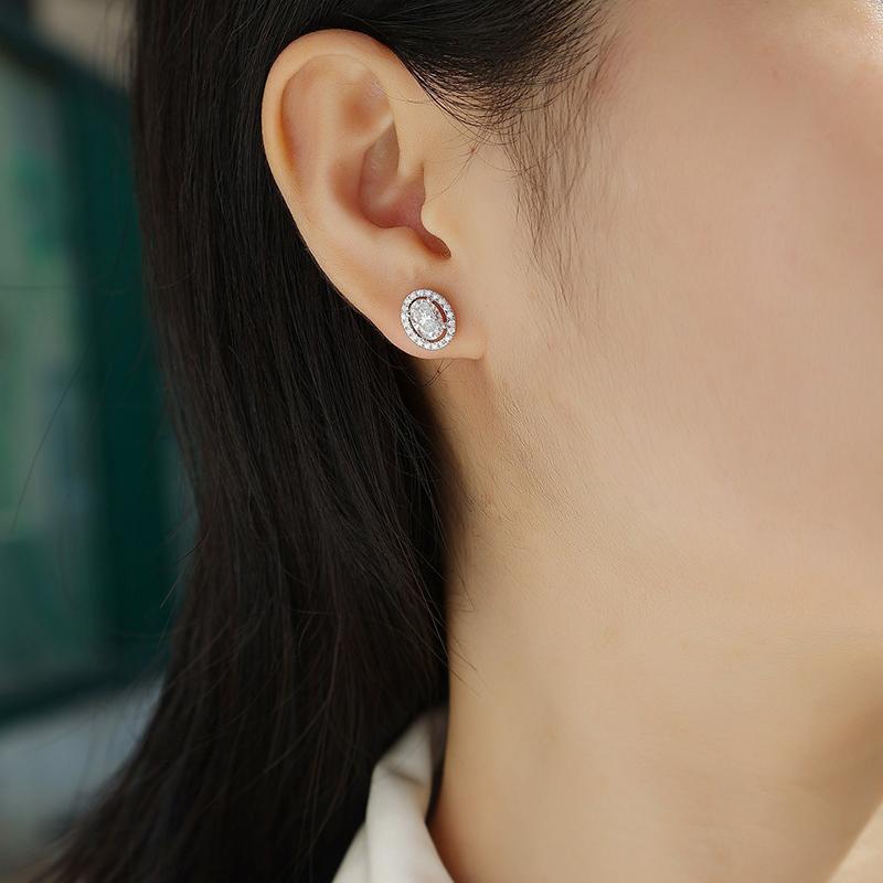 Oval CZ Stud Earrings Dainty Versatile Ear Stud Girls Earrings Minimalist Bridal Wedding Accessories Trendy Jewelry Bulk