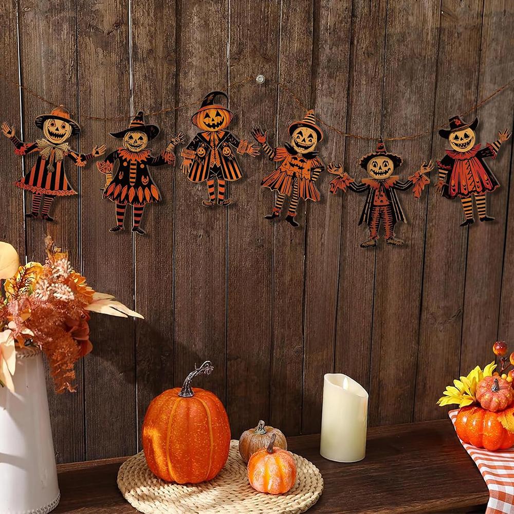 1set Vintage Halloween Decor Wood Banner Wall Decorations for Home