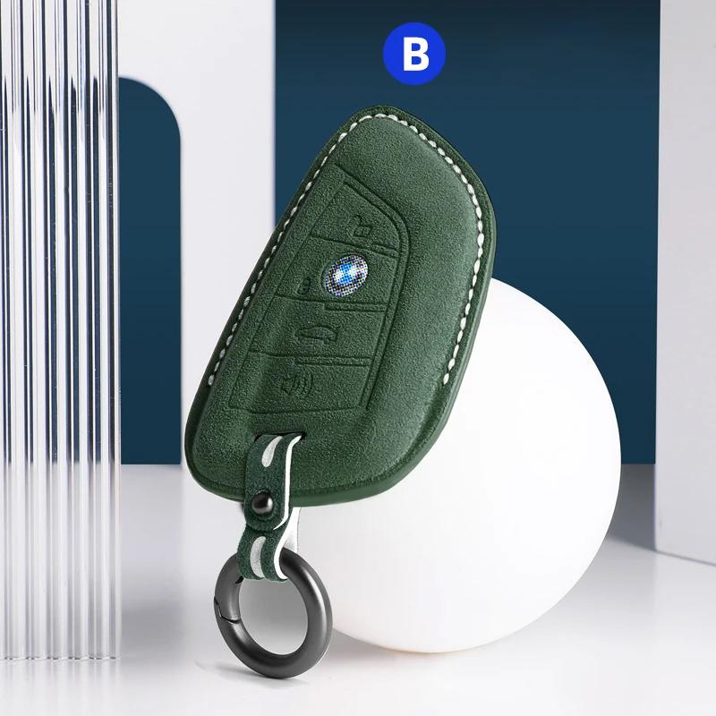Car Accessories Key Case Cover Keychain For BMW 1/3/5/7 Series X1/X2/X3/X5/X6 Alcan Tara Suede Remote Fob Keybag Keyrings