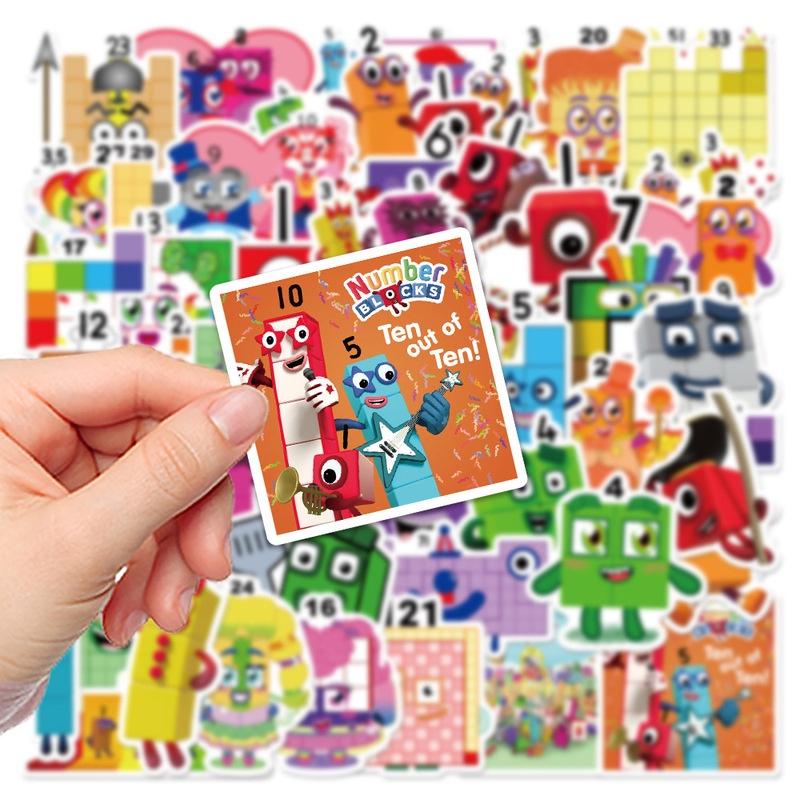 Stickers Numberblocks 50pcs Waterproof Adhesive Reusable Decoration For Cases