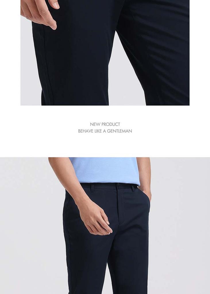 Langdeng's New Summer Business Casual Solid Color Cotton Straight Leg Men's Casual Pants