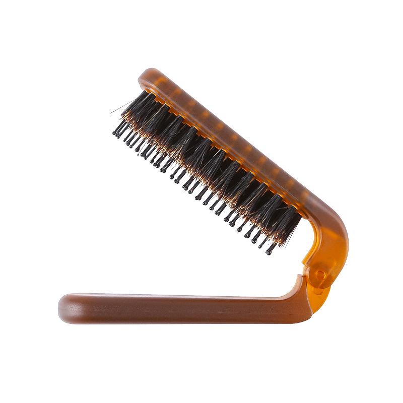 

Portable Foldable Boar Bristle Brush: Dual-Use Travel Comb for Curling and Massage, Unisex, Compact Design