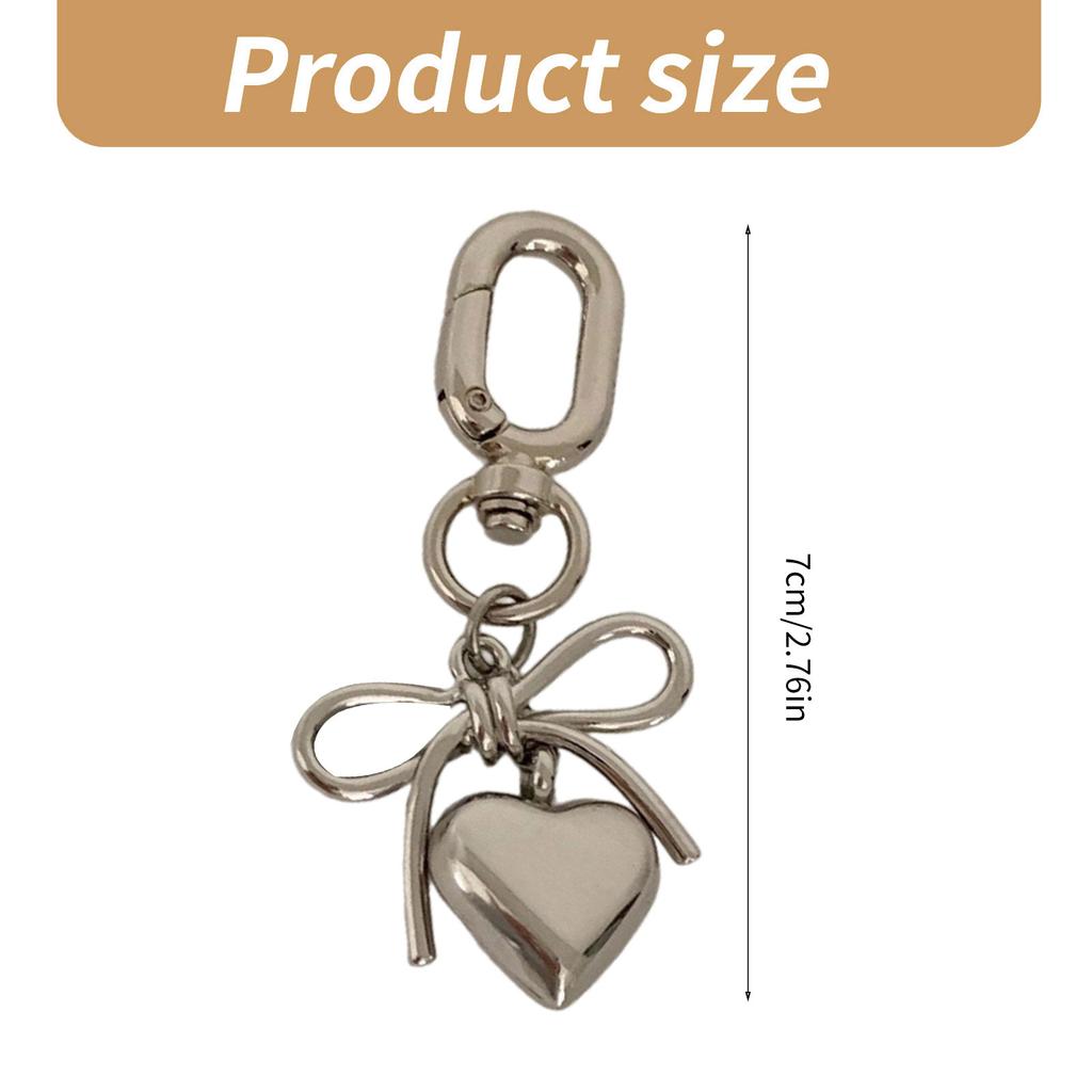 Lovely Metal Heart Bowknot Keychain Pendant Bag Phone Pendant Women Backpack Phone Case Charm Lovely Hangings Decoration