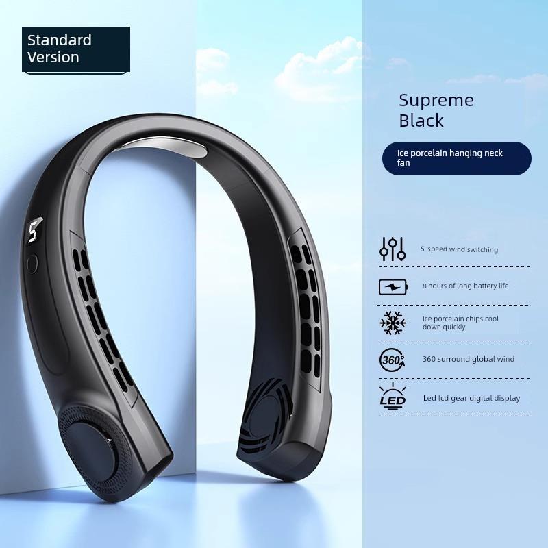 2026 New Model Neck-Hanging Fan, Portable Cooling Device, Small Personal Cooling Gadget, Neck-Hanging with Ultra-Long Battery Life, Ice Ceramic