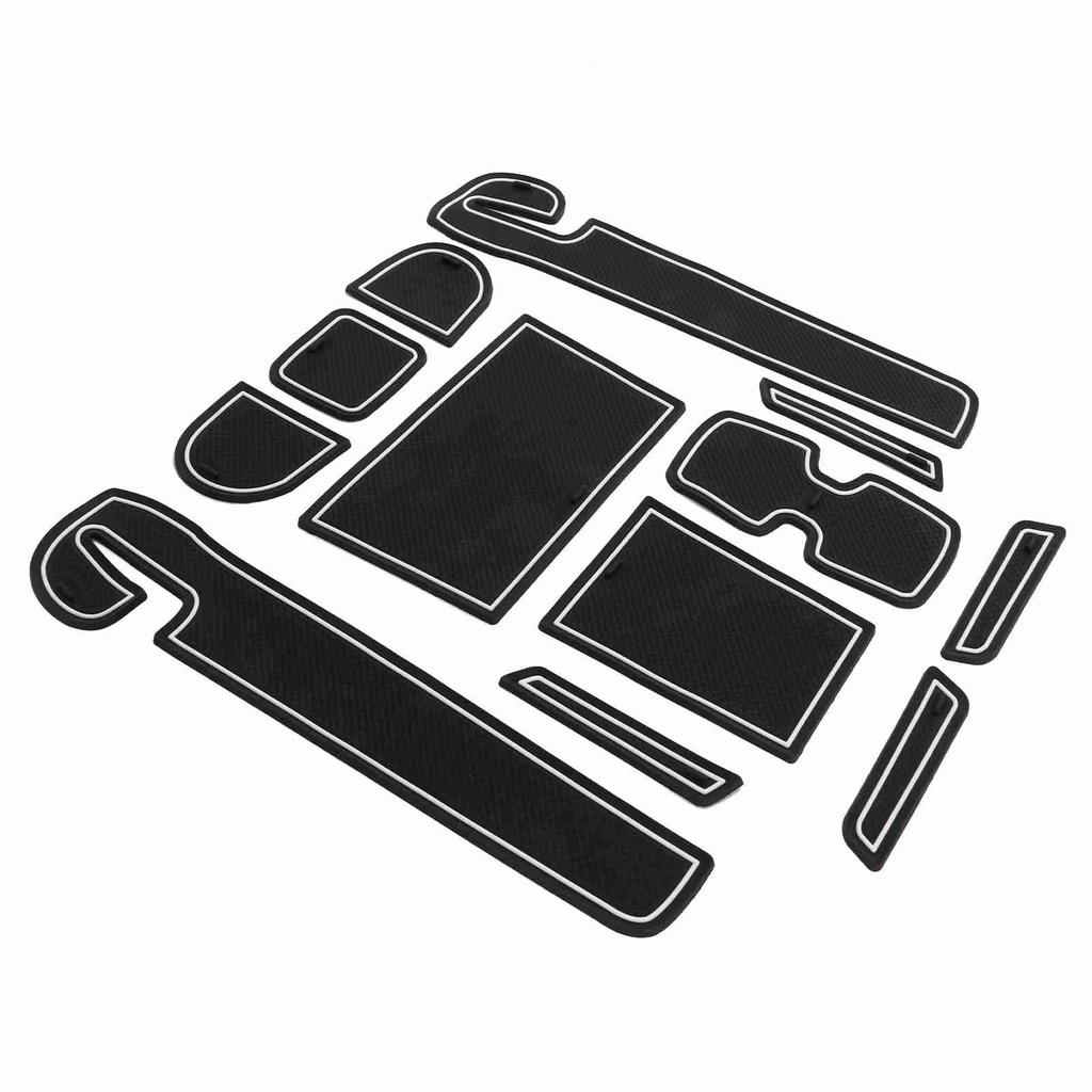 12PCS Front Console Liner Mats Set Black White Flexible Replacement for Suzuki Swift 2018?2020