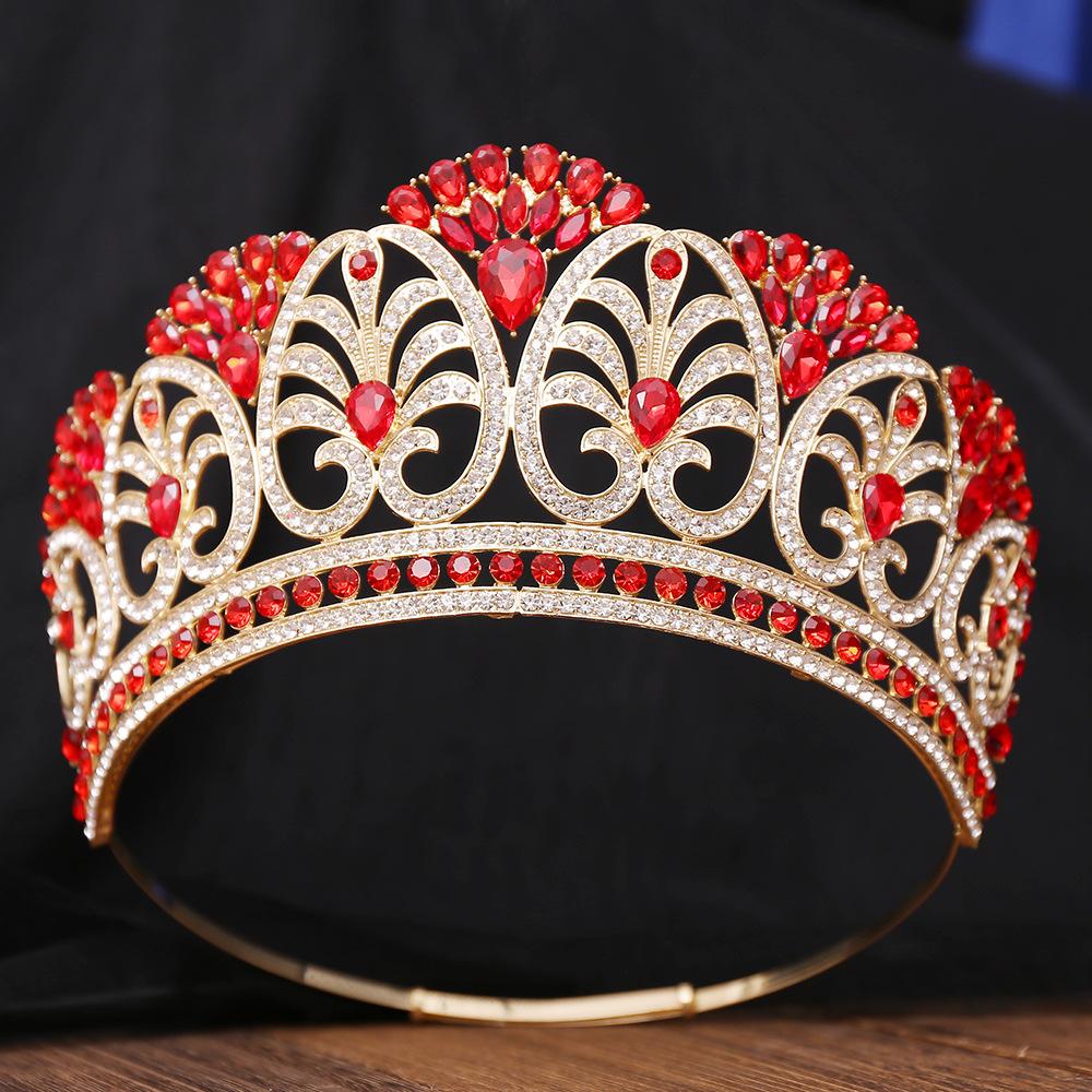 DIEZI 10 Colors Luxury AB Crystal Opal Big Tiara Crown For Women Girls Party Baroque Elegant Rhinestone Crown Hair Dress Jewelry
