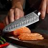 WXCOO 7inch Santoku Knives Kitchen Japanese Damascus Steel VG10 Meat Cutting Fruit Knife Kitchen Cooking Knife Wooden Handle