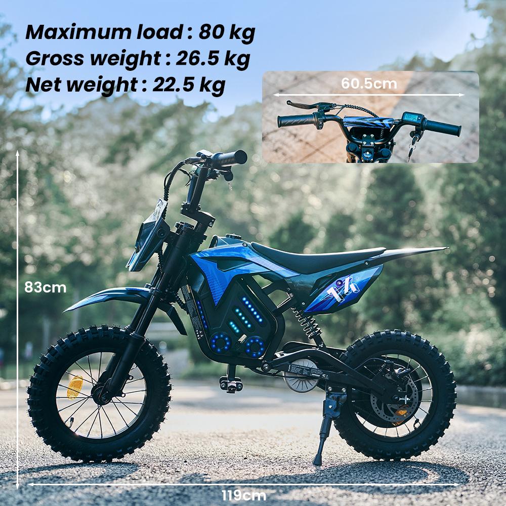 A14 Kids Electric Bicycles 14 Inch 500W Motor 36V5.2Ah Battery 20-22km Range Shock Absorption, Bluetooth LED Lights